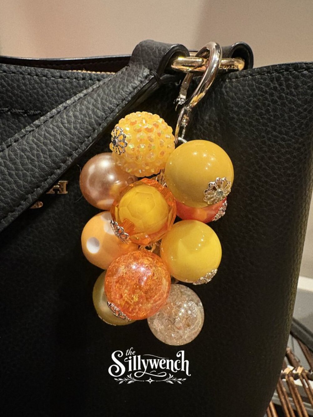 Sunshine Sprinkles Bag Charm, silver-toned